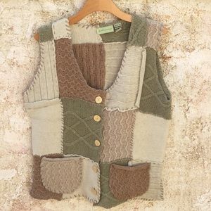 Anthropologie patchwork sweater knit crafted vest